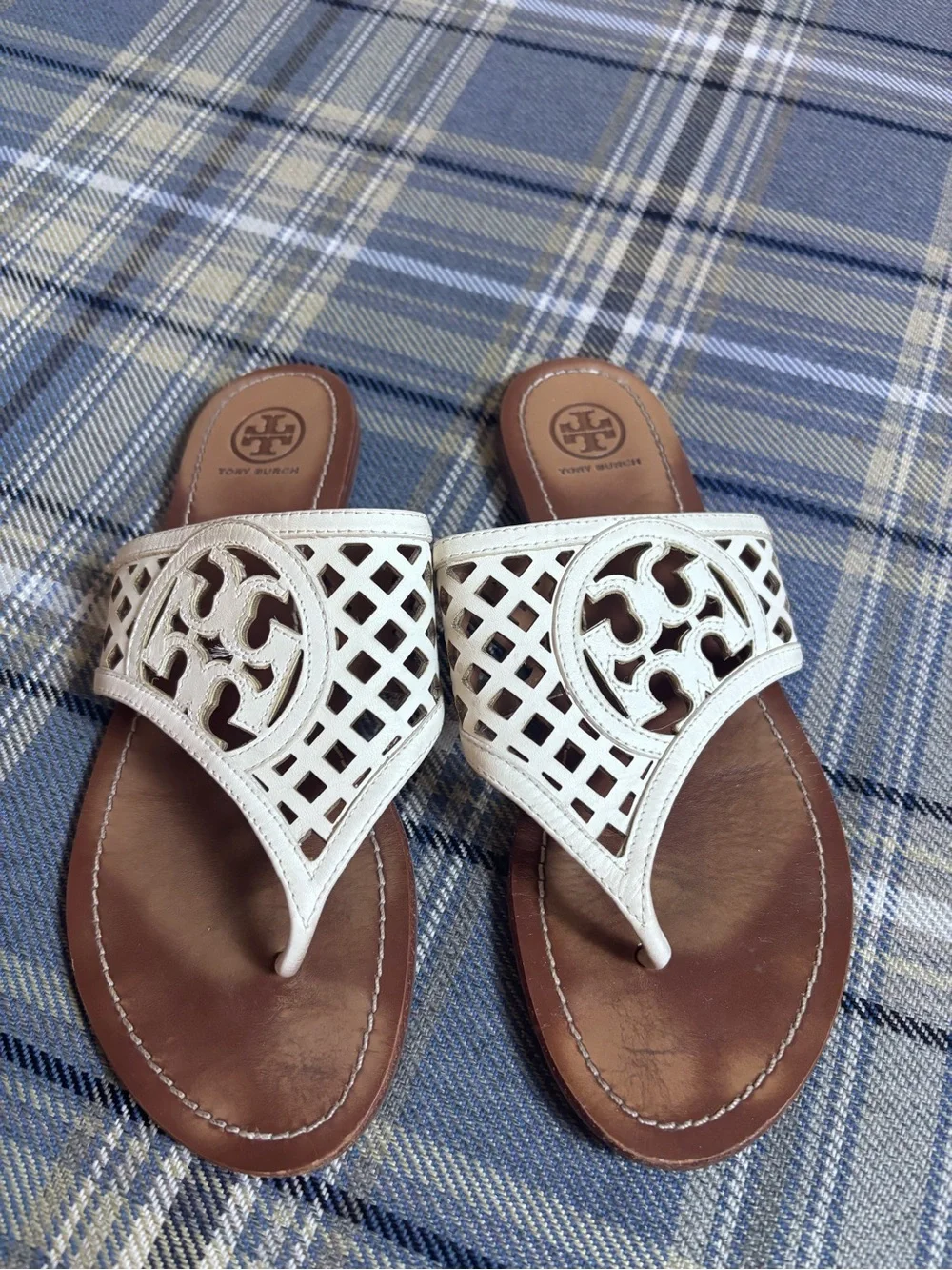 Tory Burch Thatched Ivory Sandal